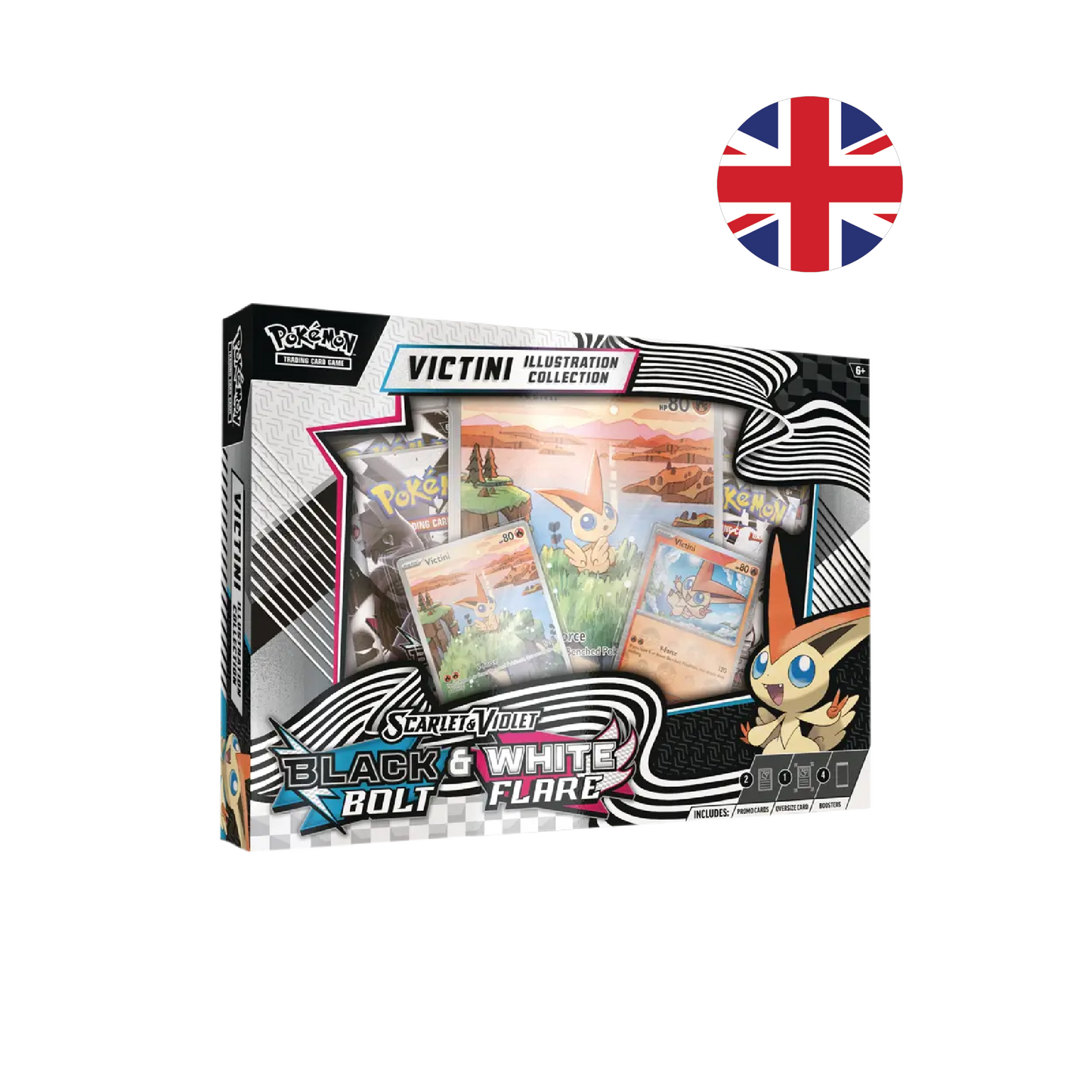 Pokémon Schwarze Blitze & Weiße Flammen Victini Illustrationen Kollektion Deutsch & Englisch Pokémon Karten Box