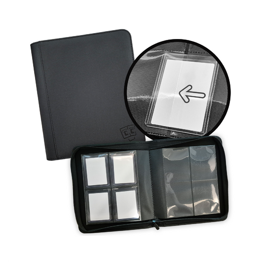TCG Guru 4er Toploader Zipper Pocket Binder Xenon Schwarz Sammelkarten Album