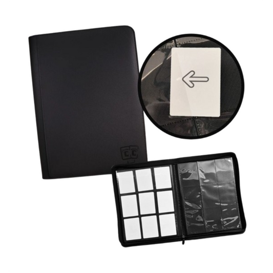 TCG Guru 9er Toploader Zipper Pocket Binder Xenon Schwarz Sammelkarten Album